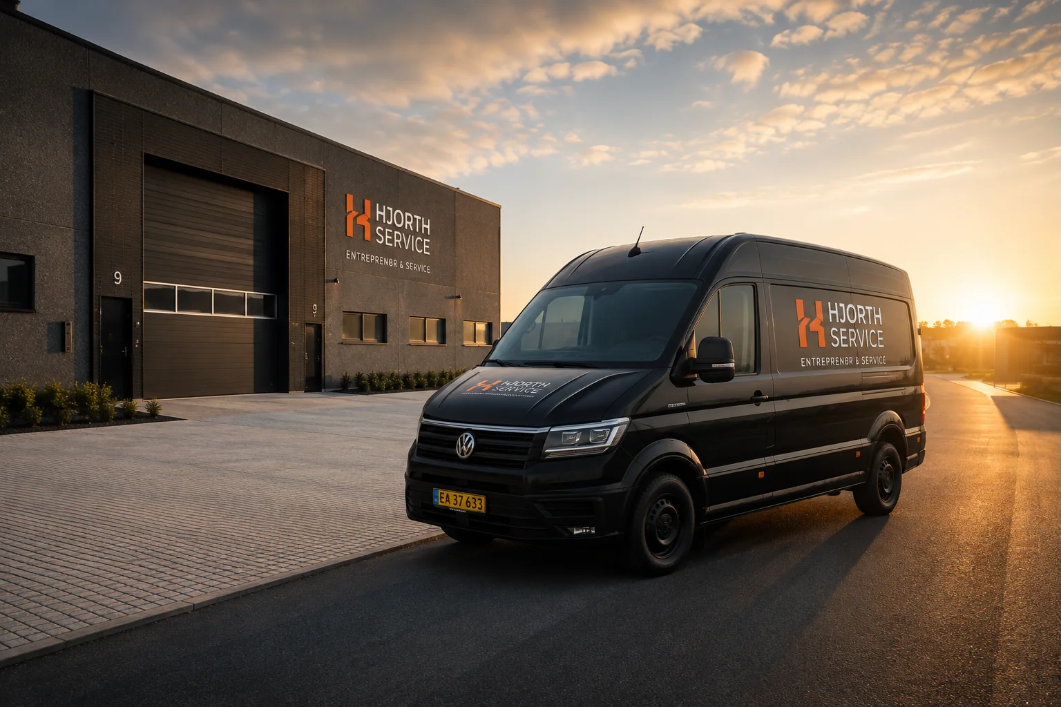 Illustration af Hjorth Service på vej til en opgave